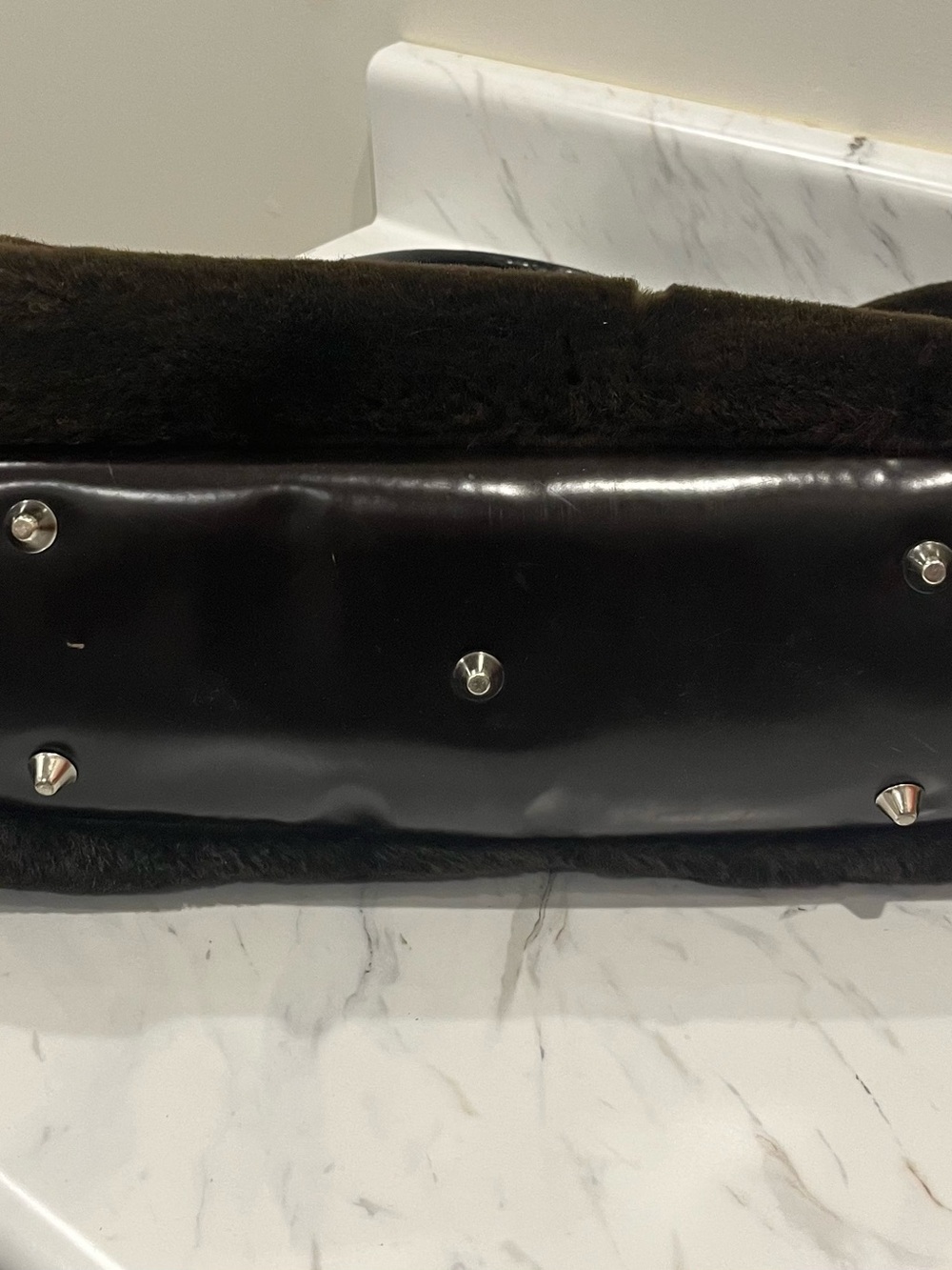 Faux Fur Tote Bag in Dark Brown - Picture 2 of 4